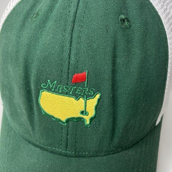 Masters Golf Hat Cap Green White Embroidered Logo Mesh Strapback American Needle - Picture 8 of 16